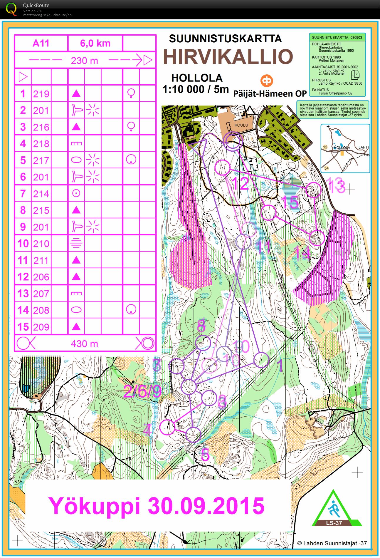 Yökuppi Hirvikallio (30/09/2015)