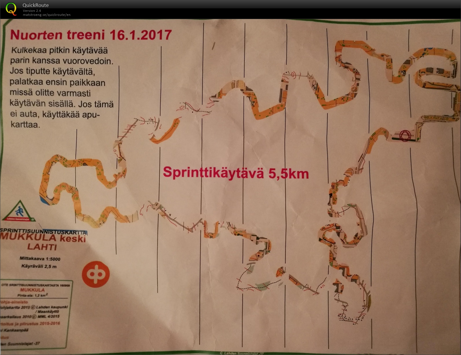 Corridoor on sprint map for juniors (16/01/2017)