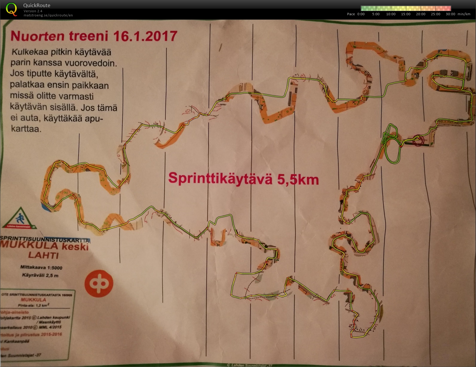 Corridoor on sprint map for juniors (16/01/2017)