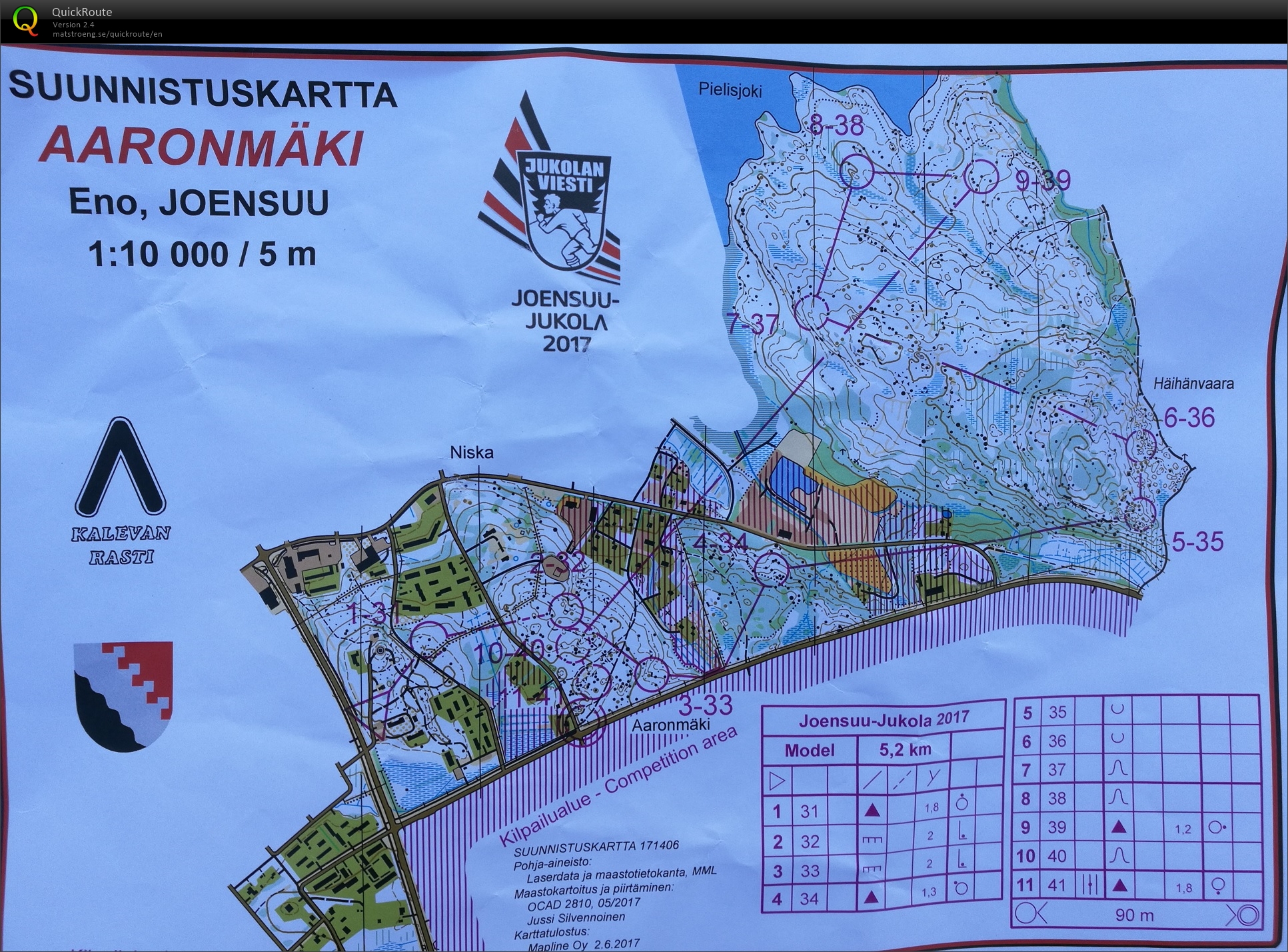 Model course for Jukola (16/06/2017)